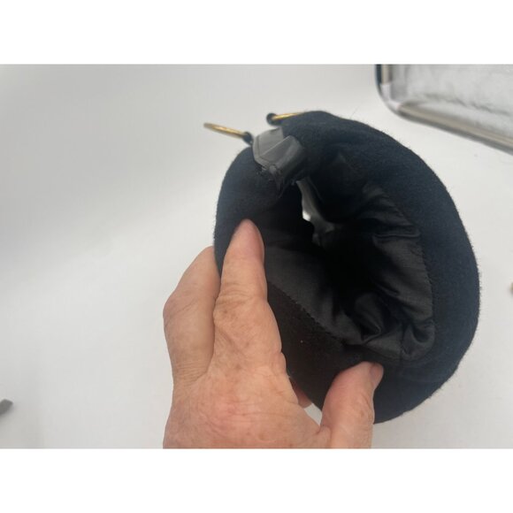 Vintage Victorian Style Black Hand Muff With Gold Rings - Picture 5 of 7